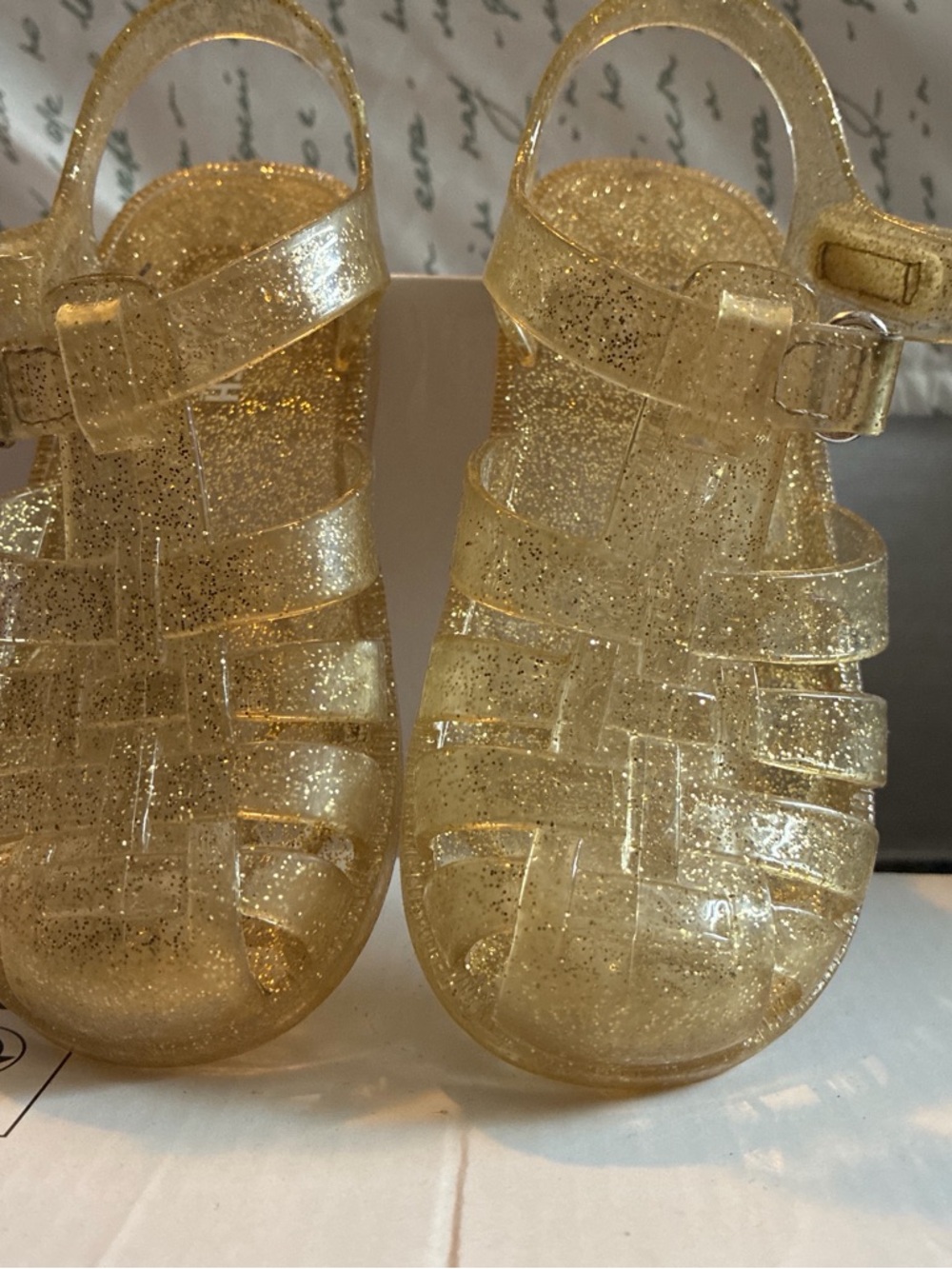 Kids Sparkle Jelly Sandals - Gold Glitter